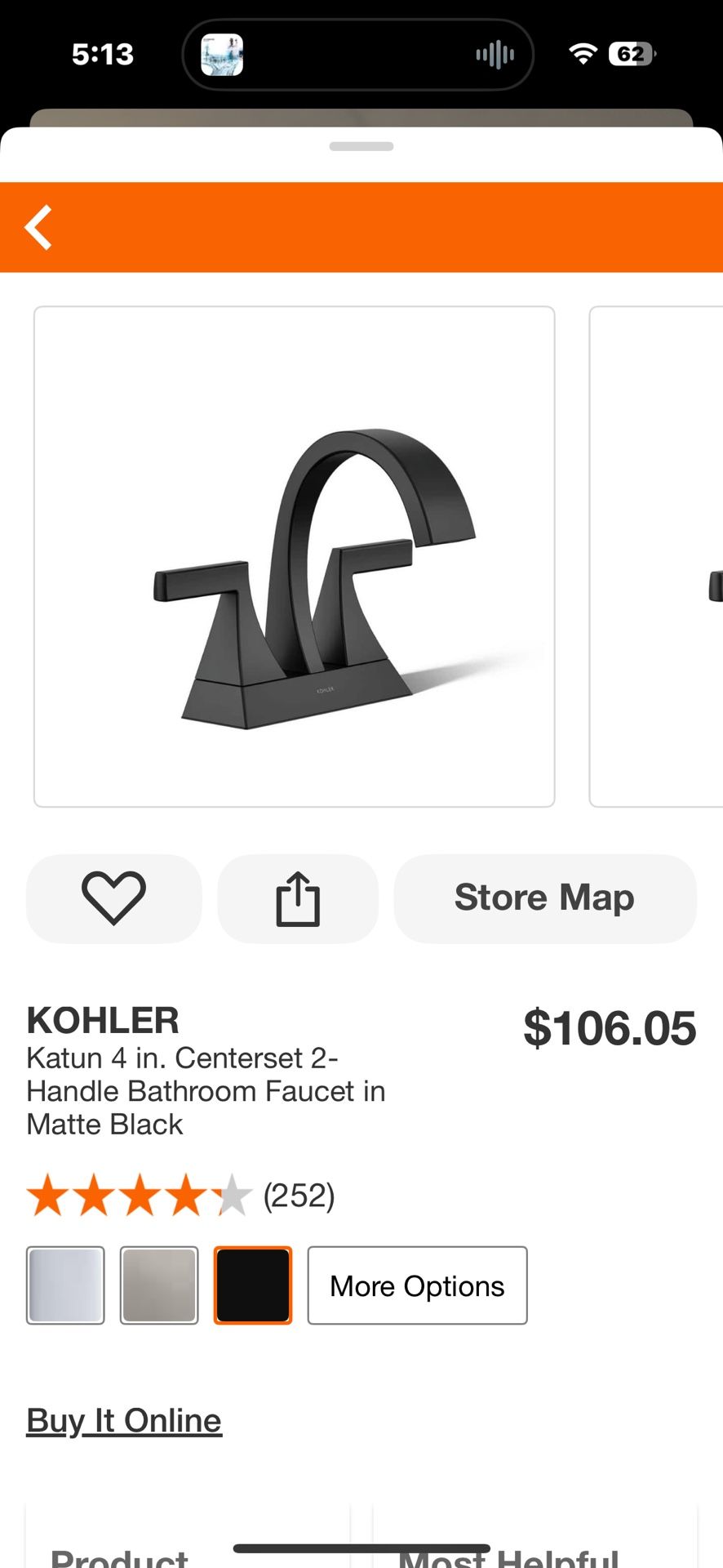 KOHLER Katun 4 in. Centerset 2- Handle Bathroom Faucet in Matte Black