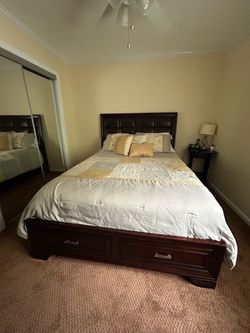 Queen Size Storage Bed-Headboard-Mattress