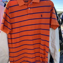 Orange With Blue Stripes Polo Shirt