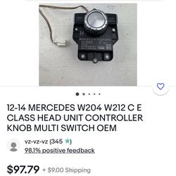 12-14 MERCEDES W204 W212 C E CLASS HEAD UNIT CONTROLLER KNOB MULTI SWITCH OEM