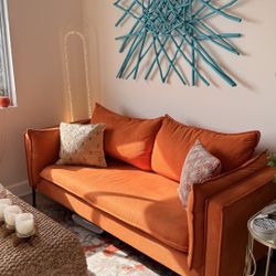 Orange Comfy Two Seater Sofa