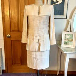 Vintage 1990S 100% Silk Cream, Carolina Herrera Suit