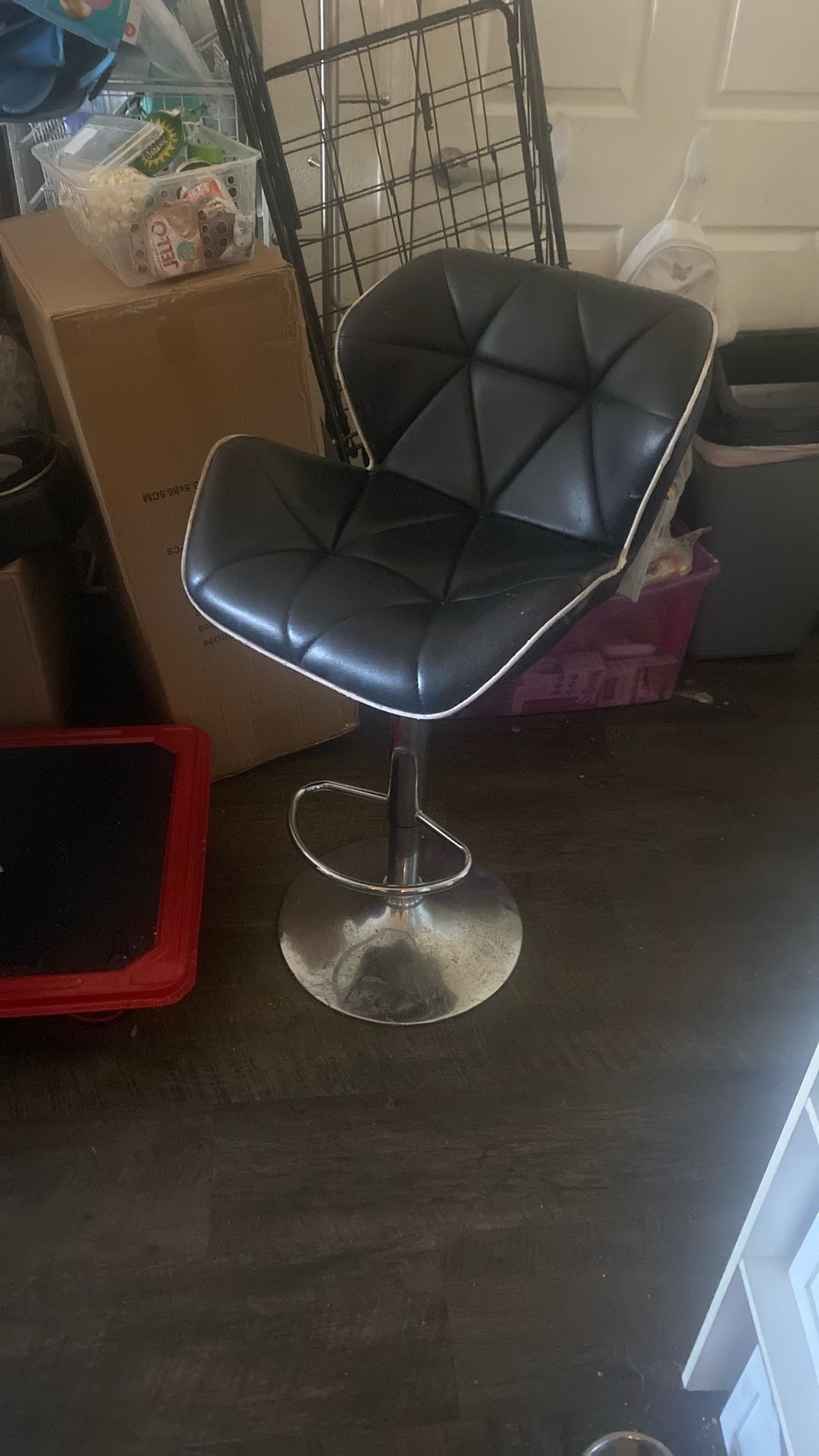 Black Leather High Stool Chair