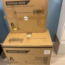 Faux leather couch with wide arm and side pockets, 