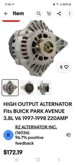 New 220amp High Output Alternator, Never Installed,, Fits 97/98 Buick Park Avenue