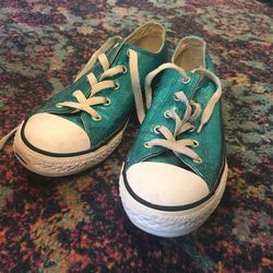 Girls Sparkly Blue Converse- Size 3
