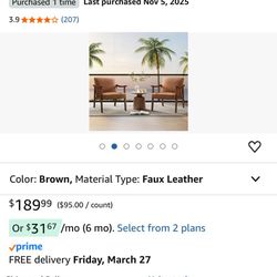 2 Chairs For $150 Yaheetech PU Leather Accent Chair