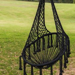 Macrame Hanging Chair - Black