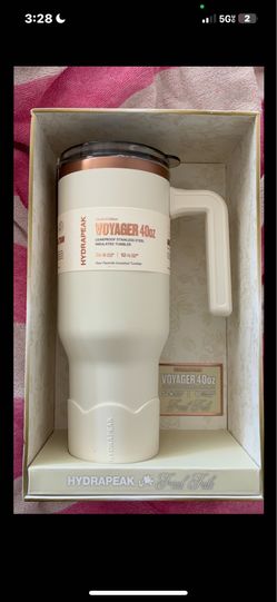 NEW Hydrapeak Voyager 40oz Insulated Tumbler w/ Handle – White/Cream Limited Edition