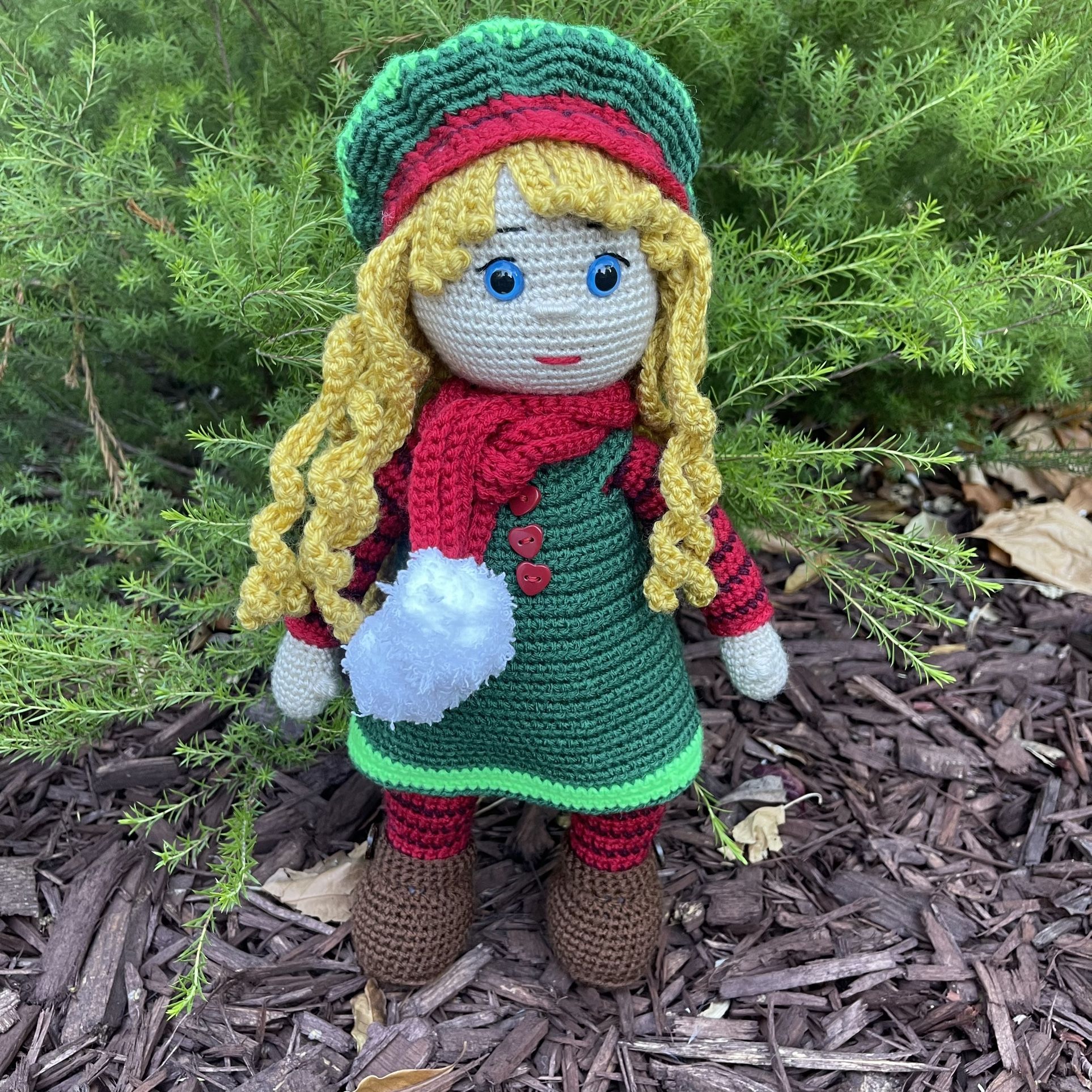 Christmas doll Girl Crochet Handmade Toy