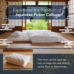  MORIRIN Japanese Floor Futon Mattress (Shikibuton) with Body Pressure Dispersion, Made in Japan#3387MR3