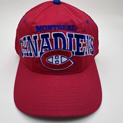 Vintage Montreal Canadiens Hat Cap Snap Back Mens Red NHL Hockey Starter 90s