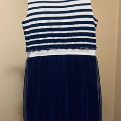 Kids Size 14 Blue And White Dress 