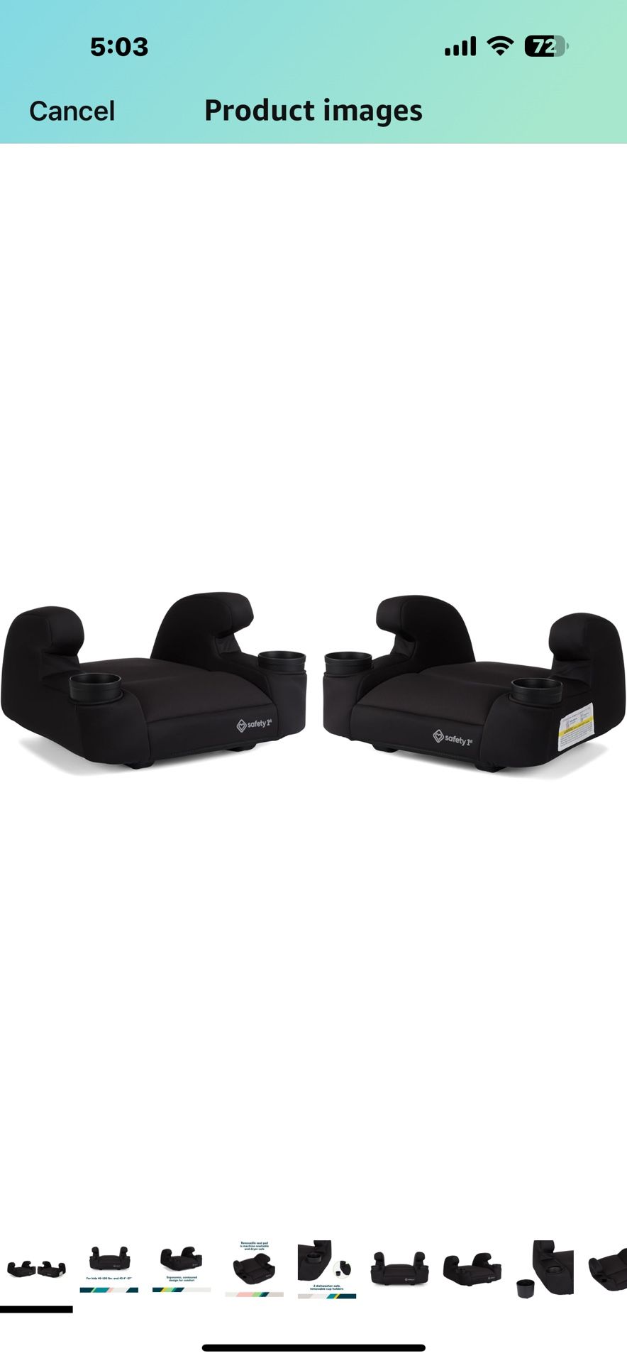 Safety 1st Comfort Ride Lite Booster Car Seat, 2-Pack, Lightweight Backless Booster Seat, Machine Washable, Dishwasher Safe Cup Holders, USA-Made, Fit