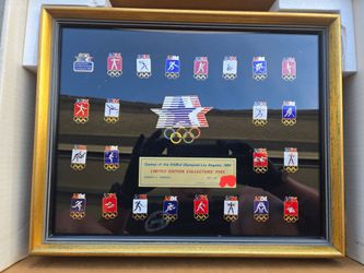 1984 OLYMPIC 24 Enamel Pin LIMITED EDITION set Framed Pinback Series 3 Collector