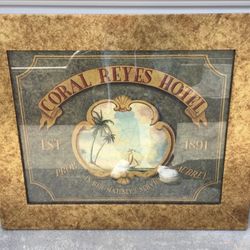 Vintage Coral Reyes Motel Wall Art 25.5 X 21.5