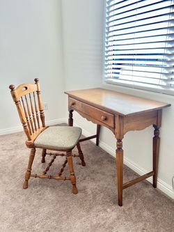 Solid Wood Desk with Wooden Chair