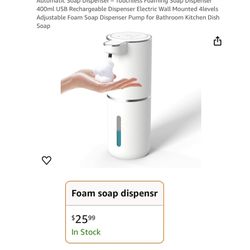 Brand new Automatic Soap Dispenser – Touchless Foaming Soap Dispenser 400ml USB Rechargeable Dispenser Electric Wall Mounted 4levels Adjustable Foam S