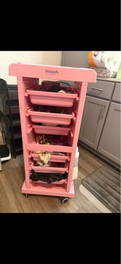 Tasalon Professional Pink Salon Rolling Cart