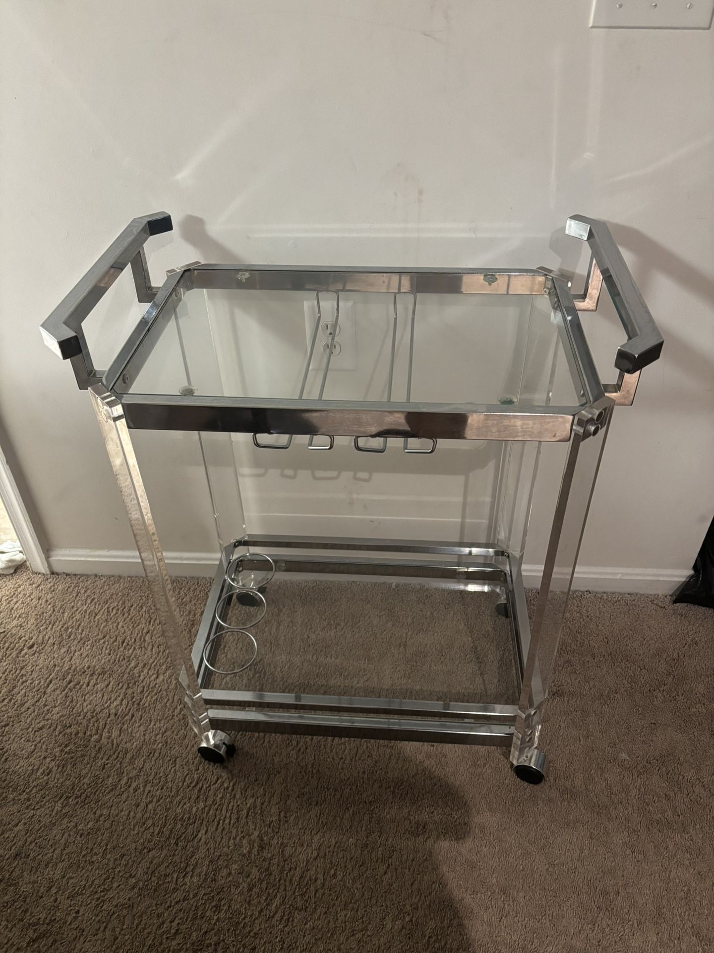 Acrylic And Silver BAR cart
