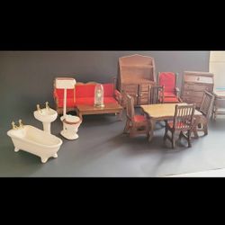 Vintage Hello Dolly Doll Miniature Furniture 17 pc. Original Boxes
