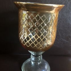 Vtg. Iridescent/Fluorescent Shimmer Diamonds Pedestal Glass Candle Holder