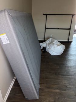 Queen Boxspring with bed frame (no mattress)
