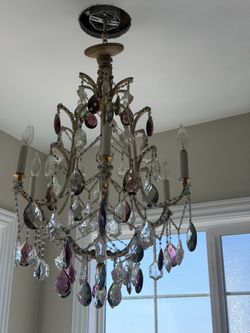 Crystal Chandelier with Amethyst Drops
