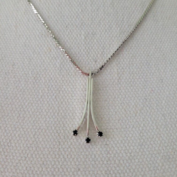 Vintage 1978 "The Collection" Precious Sapphire Pendant Necklace Sterling Silver