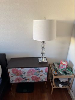 Set of 2 lamp shades and side table with draw