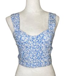 Sim & Sam Small  Floral Brallete Floral Crop Top Knit Ruched Milkmaid  