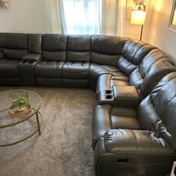 Gray Imitation Leather Couch Sectional