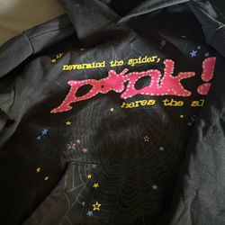 Sp5der Pink Hoodie Black
