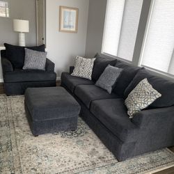 Navy Color Sofa,  Chair & Ottoman 