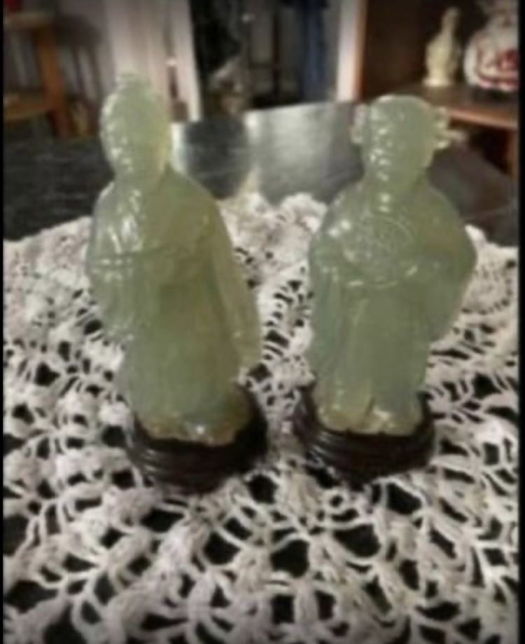 Vintage Chinese Figurines, Resin Emperor and Emperous.  Approximately 4” tall 