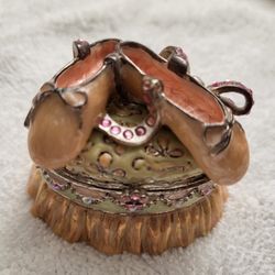 Jay Strongwater Pink Abigail OVal Ballet Slipper Trinket Box