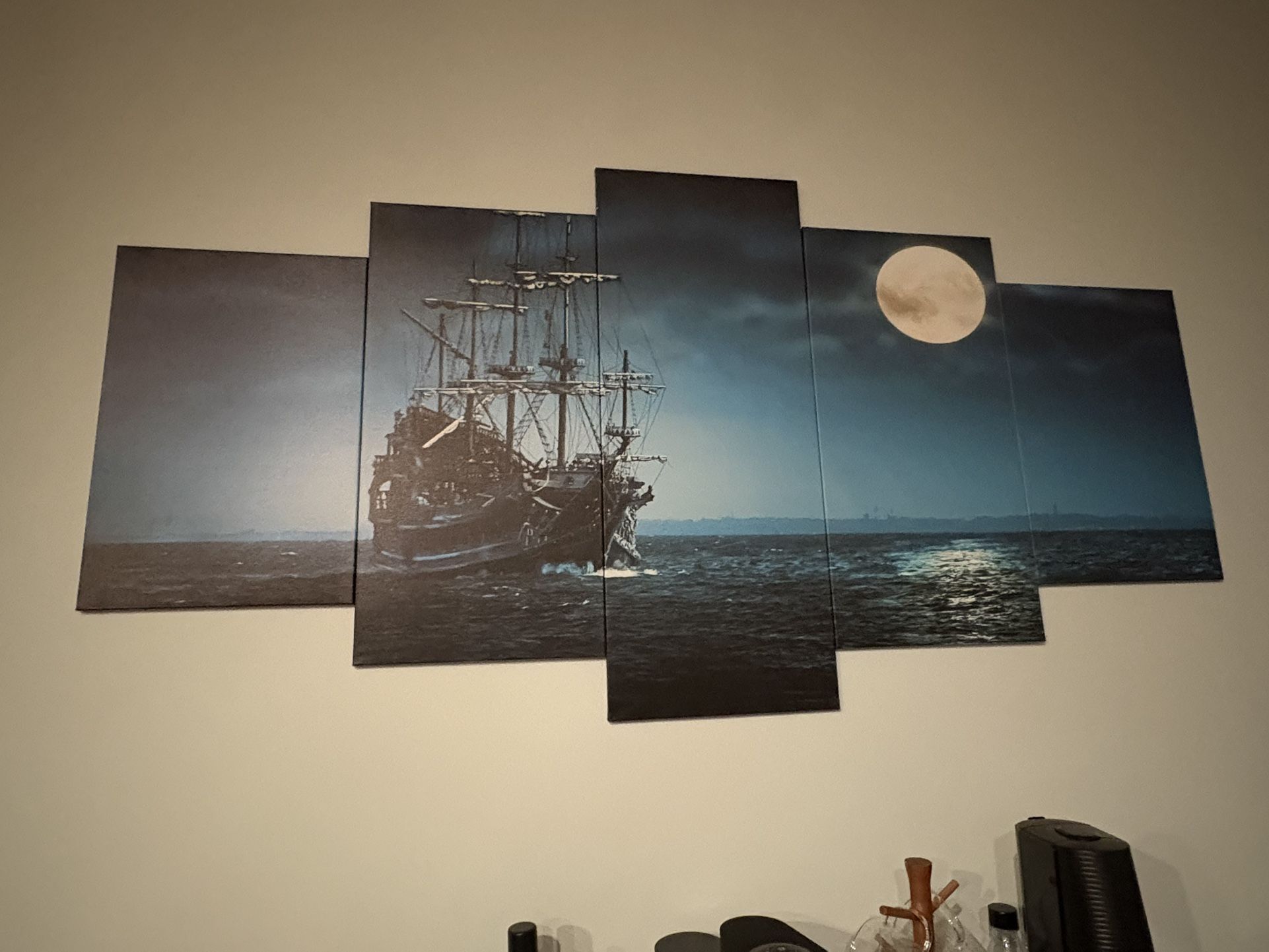 5 Piece Canvas Moon Ship Picture