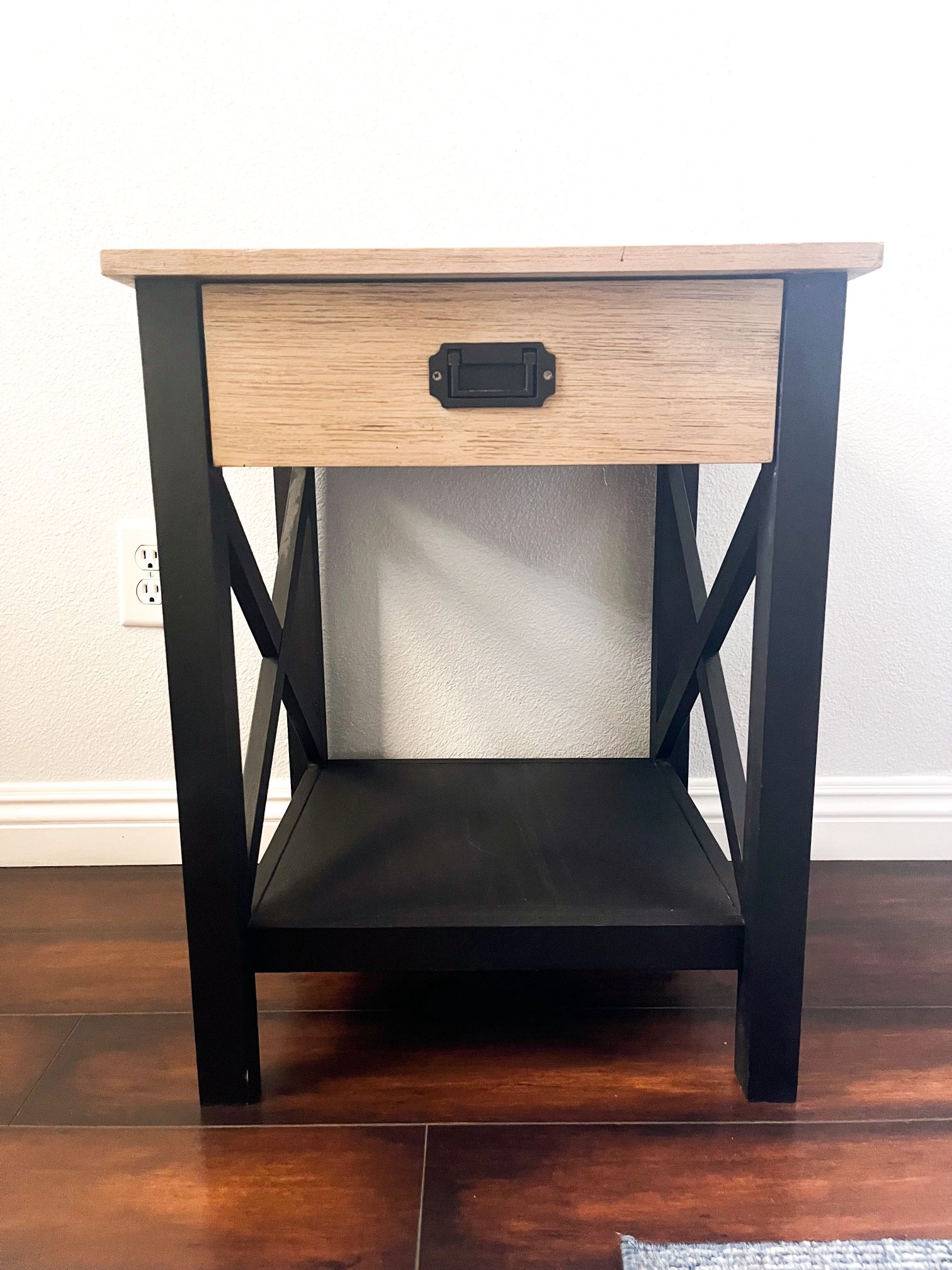 Solid Wood End Table with Drawer & Shelf