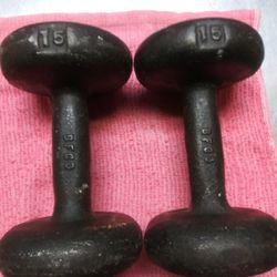 Iron Cast Dumbbells 15 Pounds