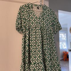 Green And White Dress