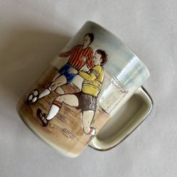 Vintage 9-oz Otagiri Embossed Soccer Themed Mug