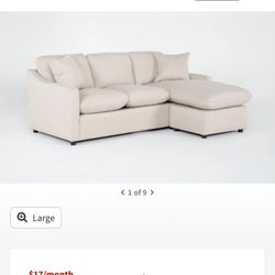 Cozy Beige Linen Fabric 84" Sofa with Reversible Chaise