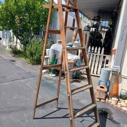 8ft Wood Painters Ladder, Vintage