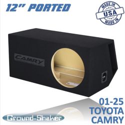 Black 12" Single Ported Sub Box, Fits 01-25 Toyota Camry