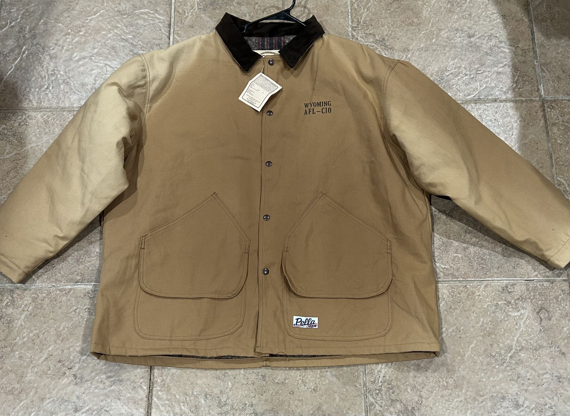 Jacket 3XL Men New With Tag, Corduroy Collar Pella - Made in USA