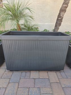 Adamscape Modern Fully Drawn Stainless Steel Planter Box With Fluted Sides In Dark Grey.
