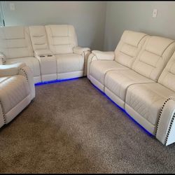 100% Leather LED Sofa Sets No Credit Needed 