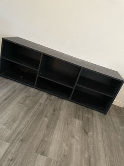 Black Low-Profile TV Stand with Shelves