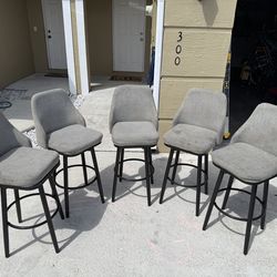 Set of 5 Swivel Bar Stools Grey/Black