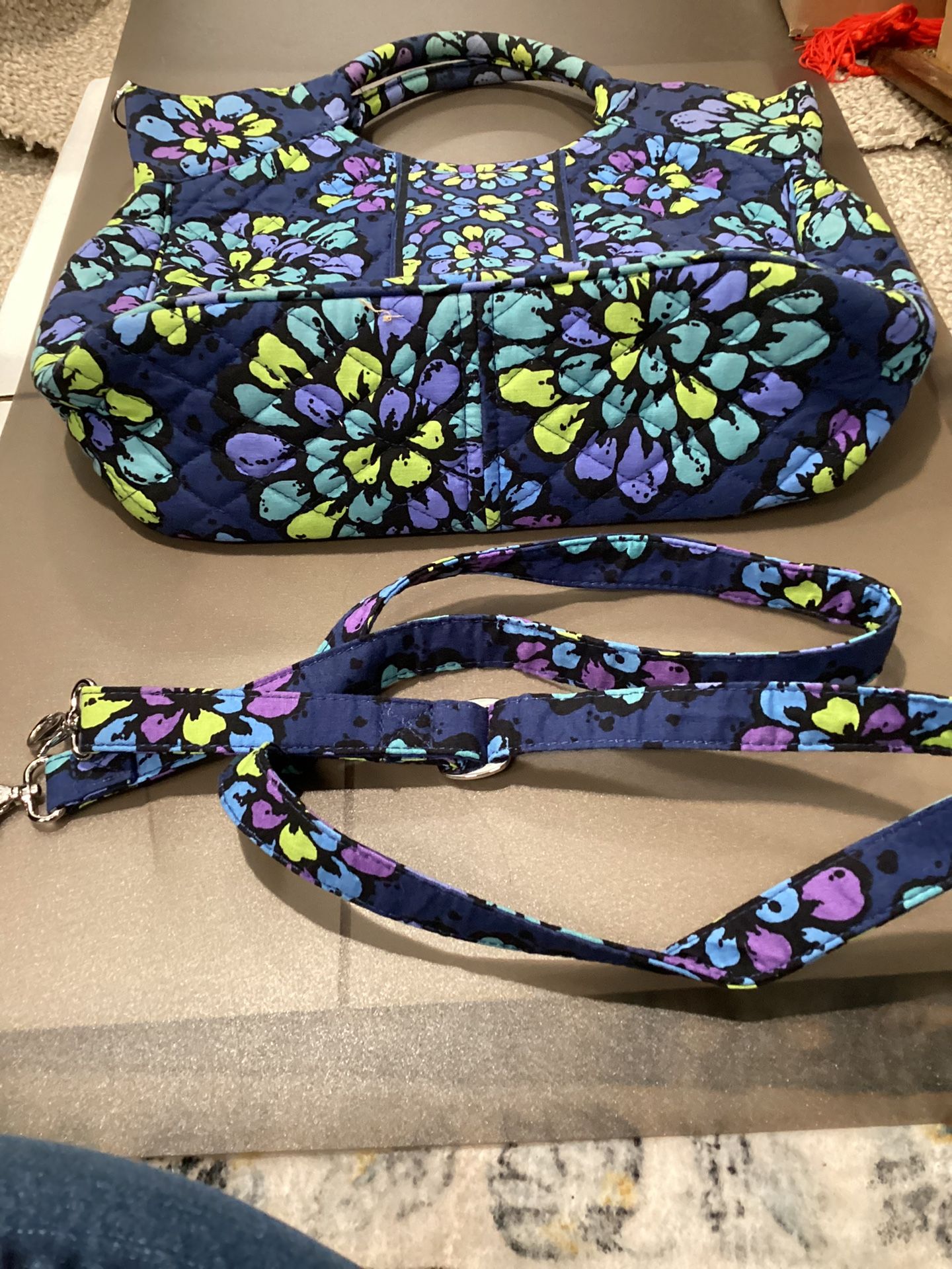Vera Bradley Quilted Tote With Detached Strap.